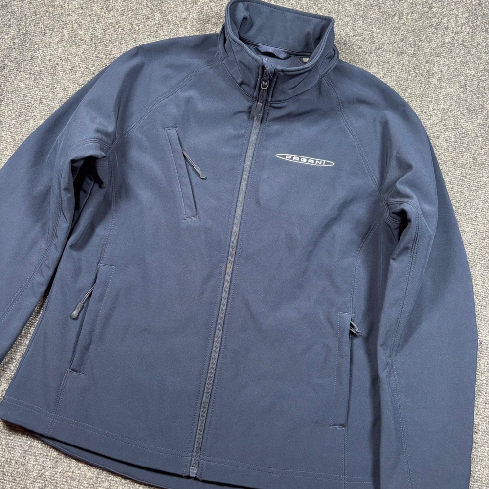 Pagani Softshell Jacket Mens Large Blue Full Zip Fleece Lined Logo AK301122